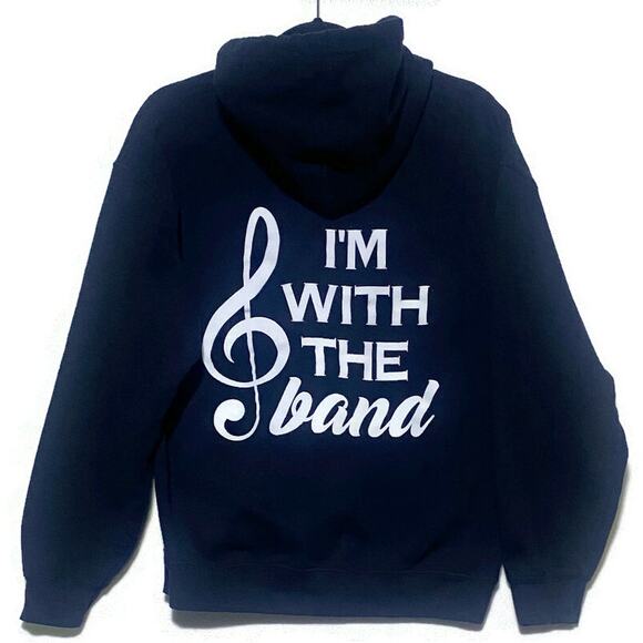 I'm With the Band Hoodie Sweatshirt Black Women's Medium by Gildan - Picture 1 of 9